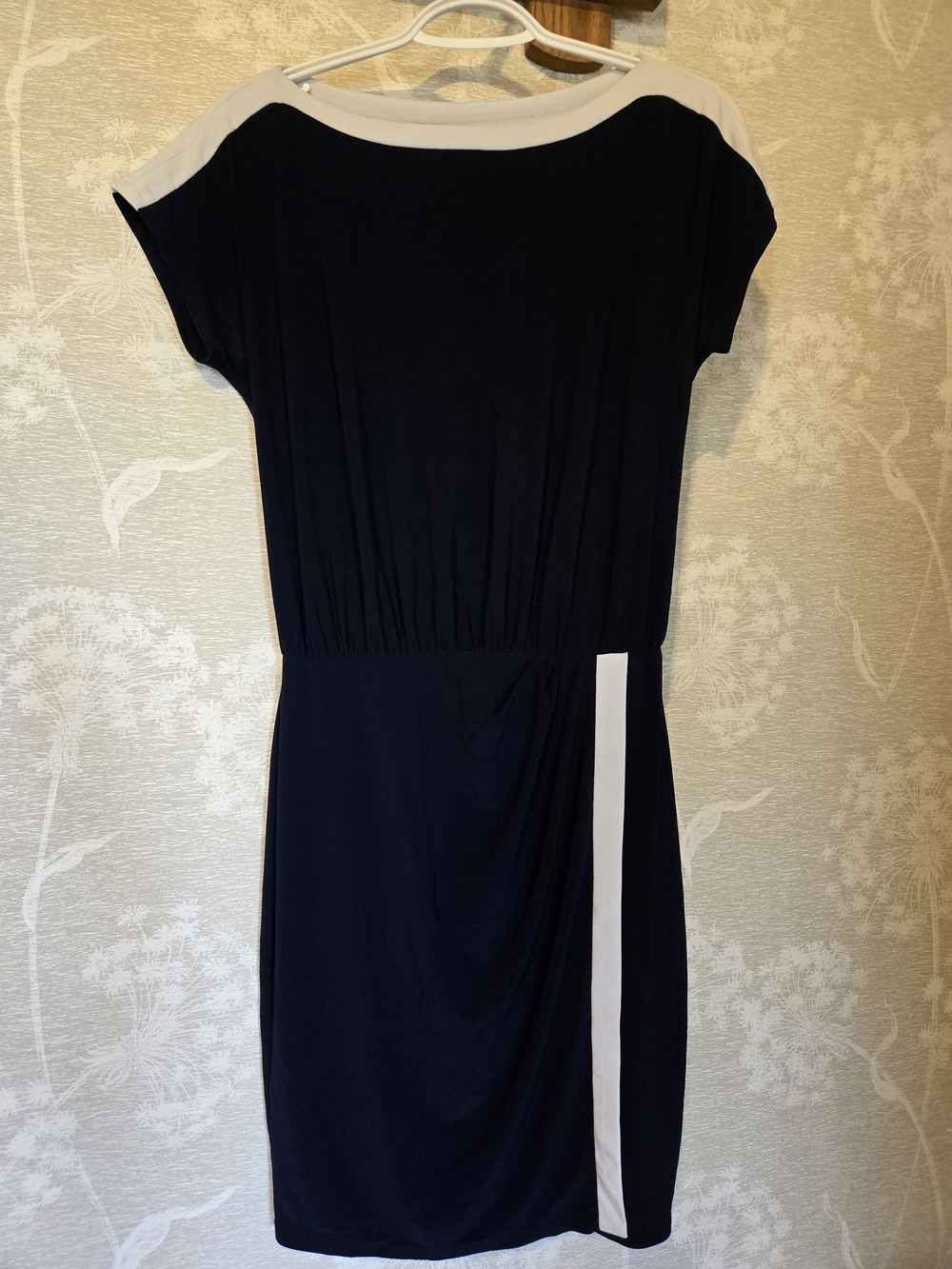 Chaps Navy and White Midi Dress
